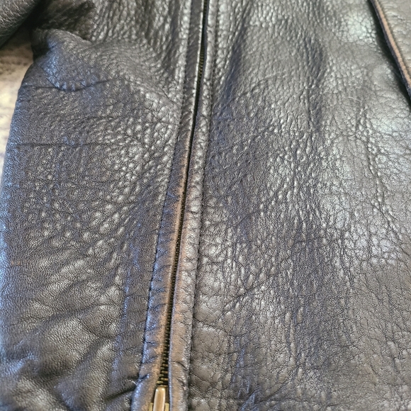 VTG 1984 Saxony Size 42 Black Motorcycle Bomber Genuine Leather Jacket - Picture 5 of 12